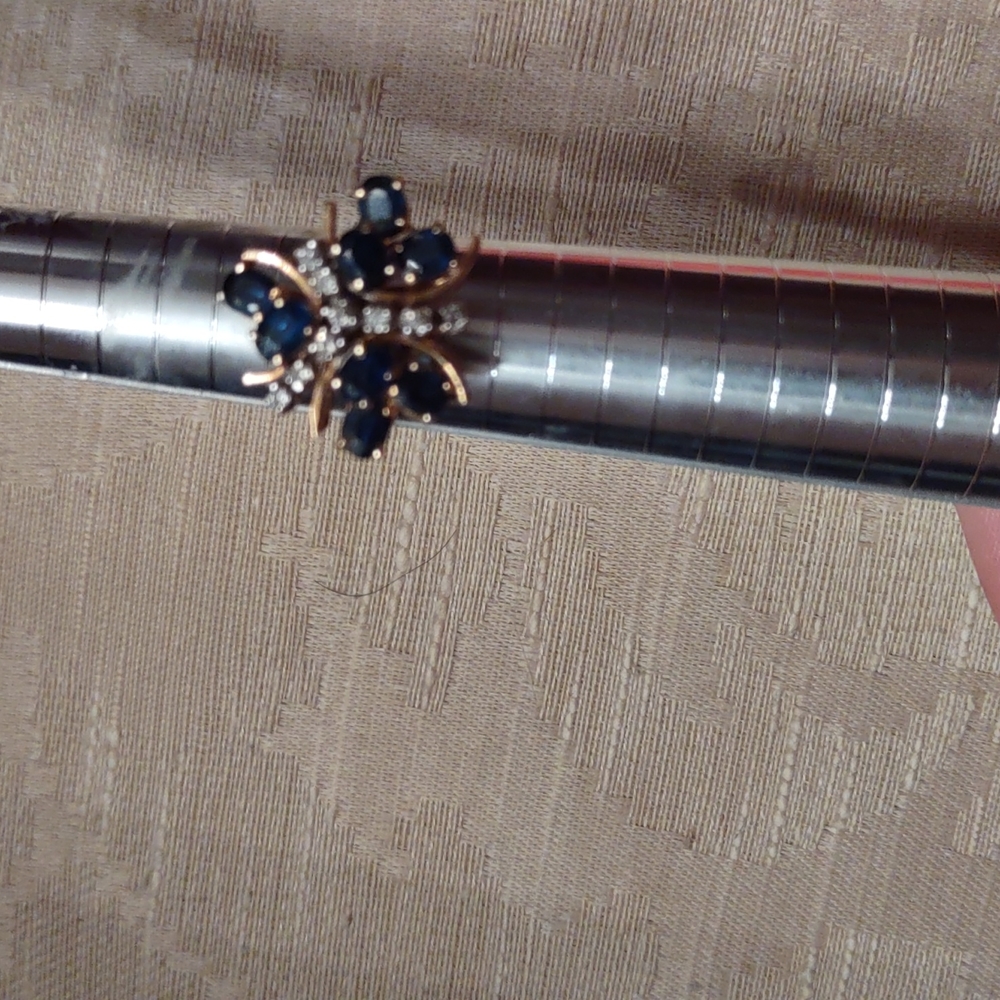 Blue sapphire And diamond ring 14 kt yellow gold - Picture 12 of 12